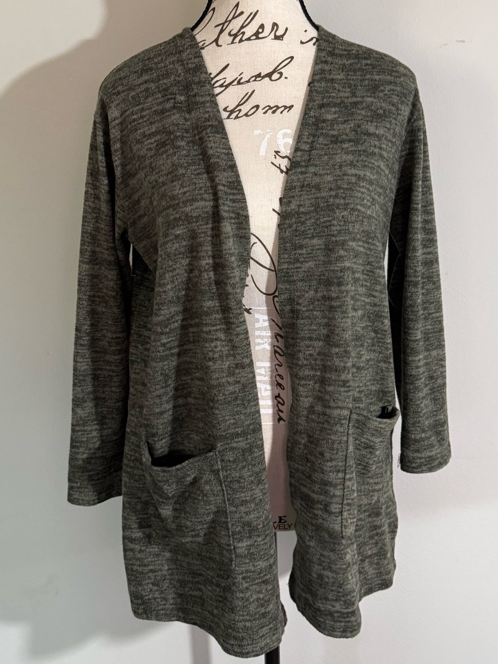 Altar'd State Olive Heather Open-Front Cardigan